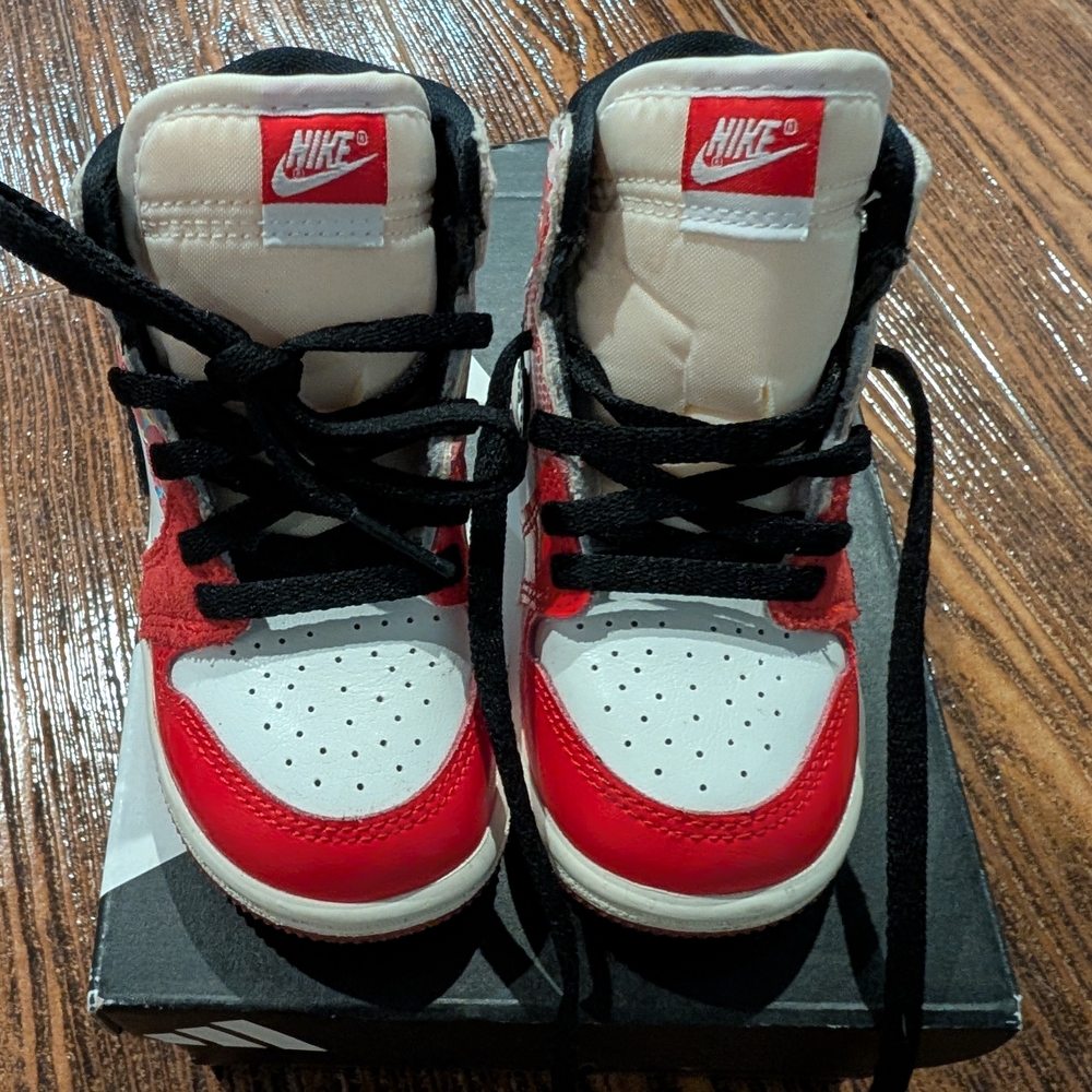 Nike Little Kids/Toddler Red and White High-Top Sneakers